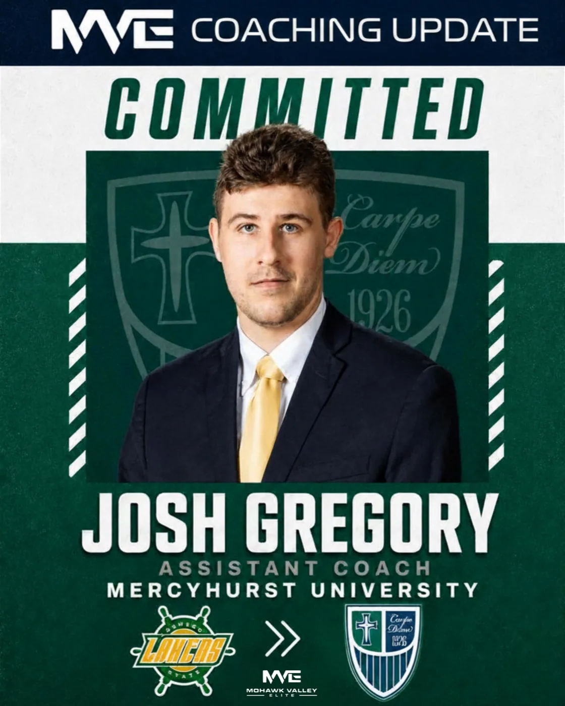 MVE coaching update — Josh Gregory committed as assistant coach at Mercyhurst University