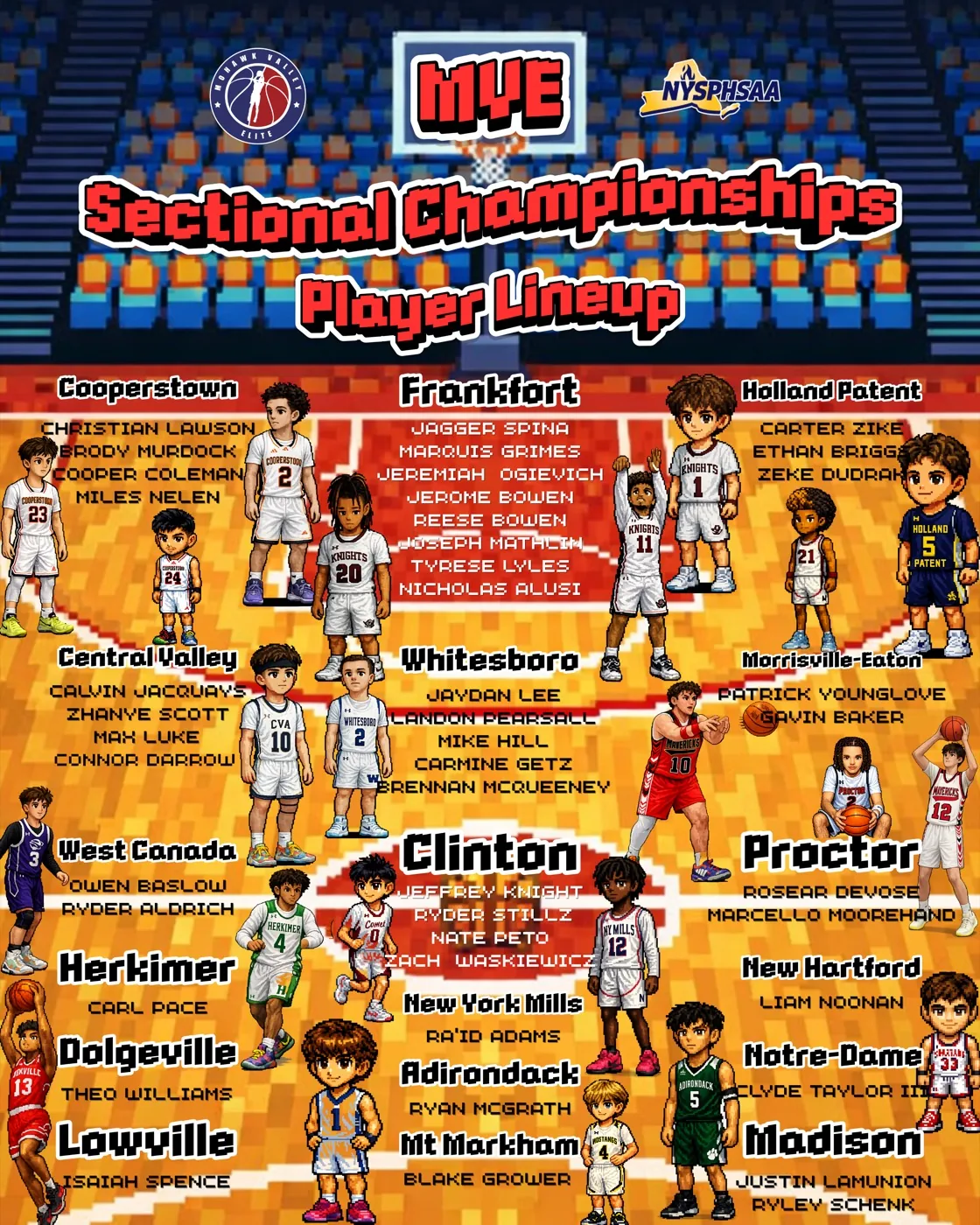 MVE players representing 18 schools in the 2026 Section III sectional championships