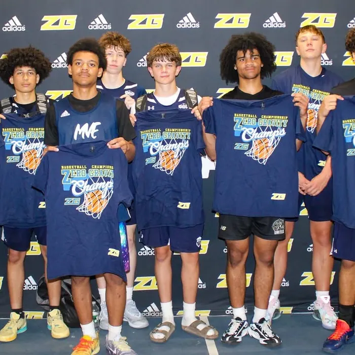 MVE players showing off their Zero Gravity champions shirts
